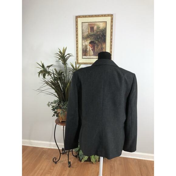 Le Suit Women Long Sleeve Lined Lapel Collar Notch Blazer Gray 14 Office Siren - Picture 3 of 8